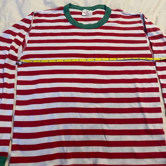 Hanna Andersson Pajama Top Small Red White Striped Green Trim Organic Cotton - Picture 8 of 12